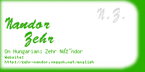 nandor zehr business card